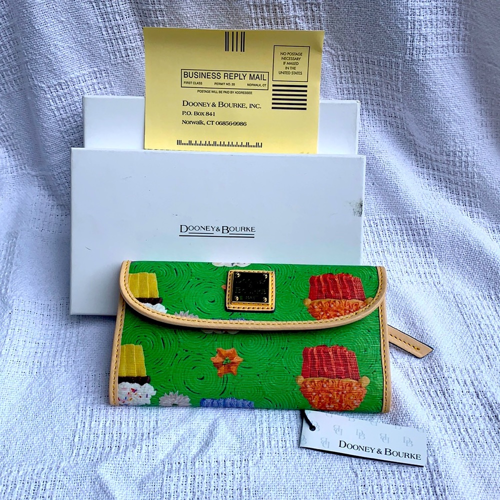 Dooney & Bourke Wallet. Green cupcake pattern
